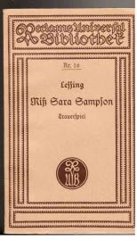 Miß Sara Sampson : Ein Trauerspiel in fünf Aufzügen Miß Sara Sampson : Ein Trauerspiel in fünf Aufzügen