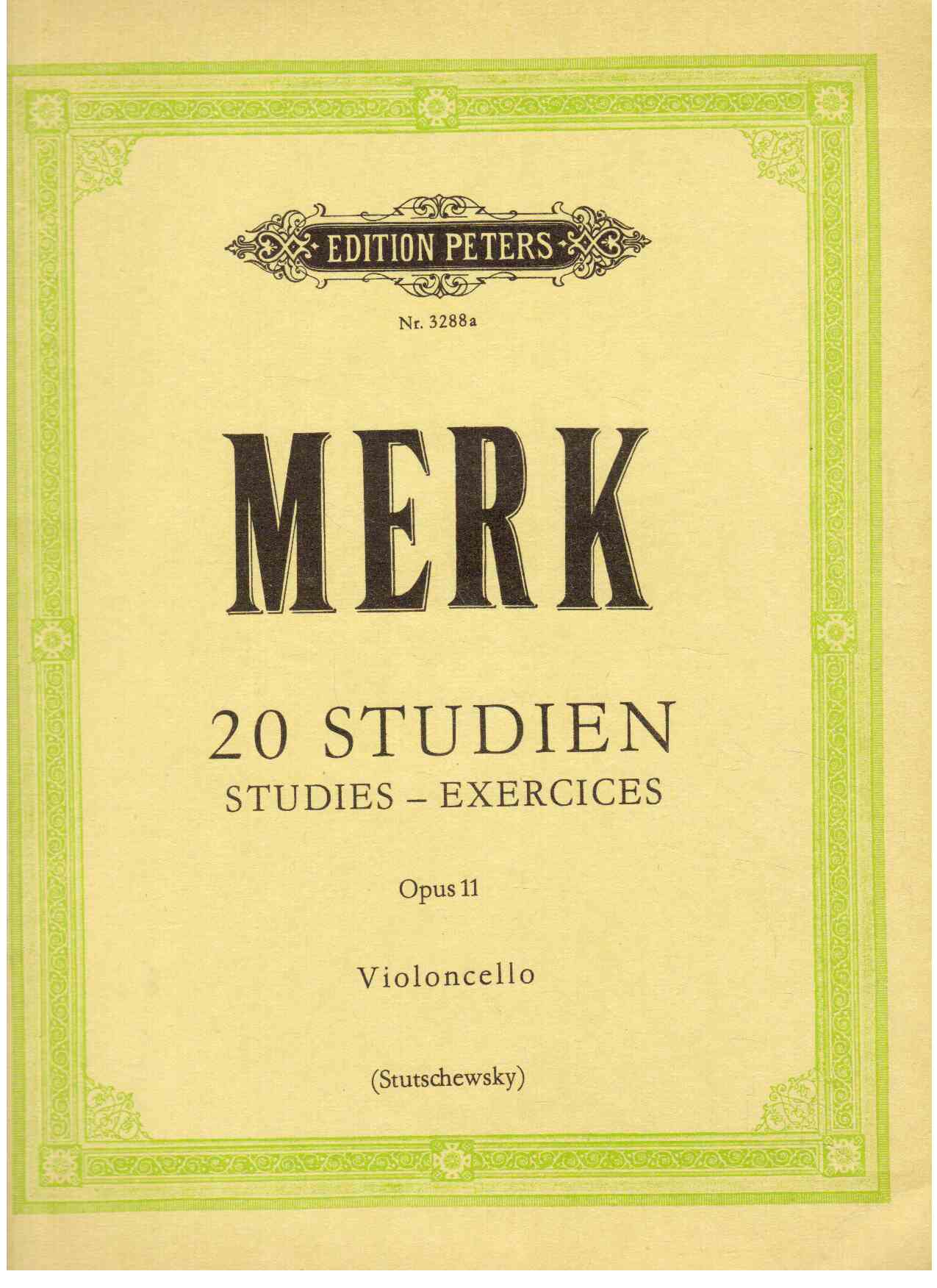20 Studien für Violoncello Opus 11 herausgegeben und mit Vorübungen versehen von Joachim Stutschewsky