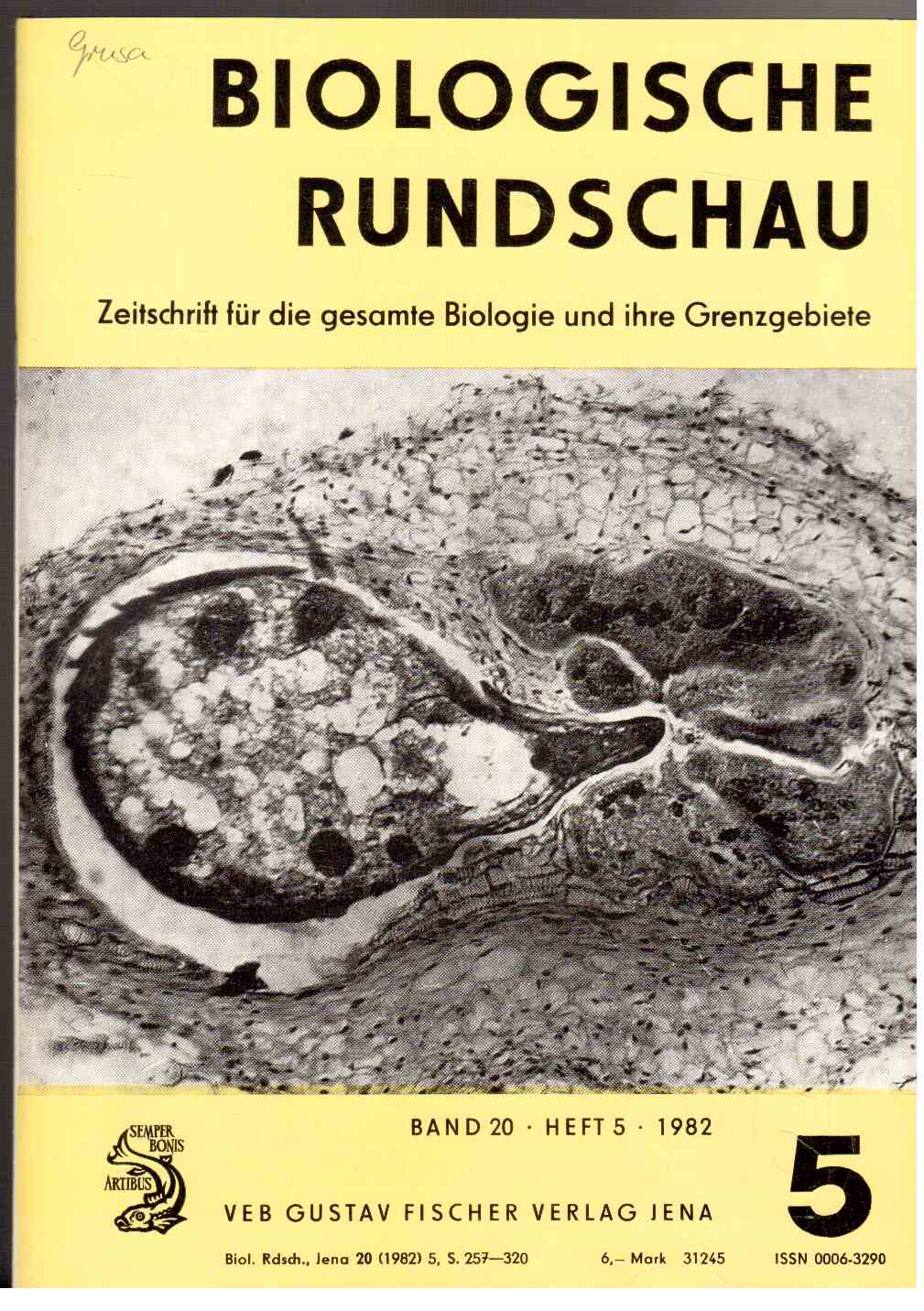 Biologische Rundschau : Zeitschrift für die gesamte Biologie und ihre Grenzgebiete Band 20, Heft 5 (1982) Biologische Rundschau : Zeitschrift für die gesamte Biologie und ihre Grenzgebiete Band 20, Heft 5 (1982)