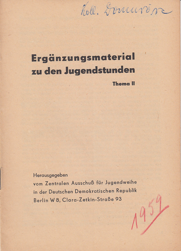 Ergänzungsmaterial zu den Jugendstunden. Thema II Ergänzungsmaterial zu den Jugendstunden. Thema II