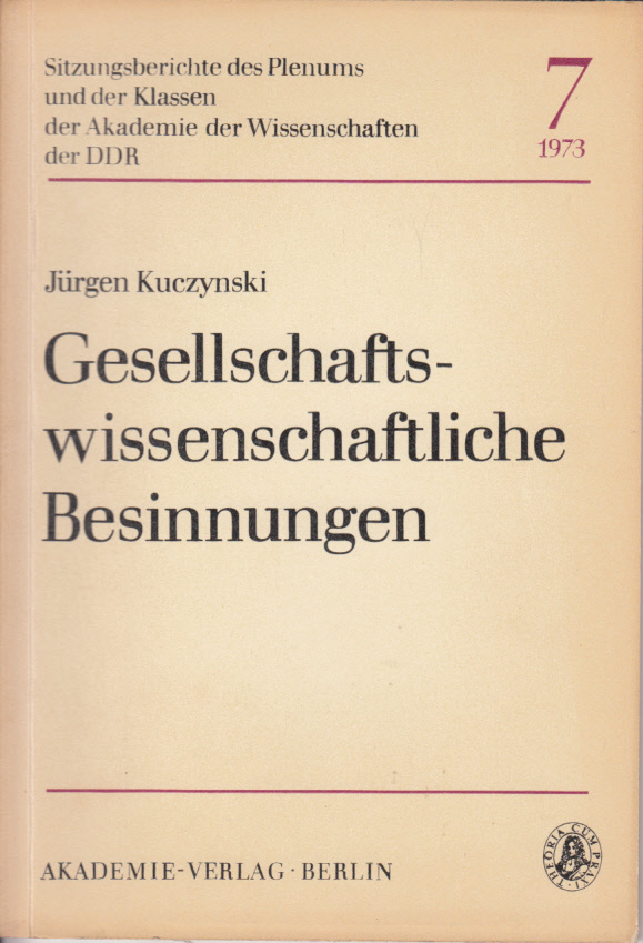 Gesellschaftswissenschaftliche Besinnungen.