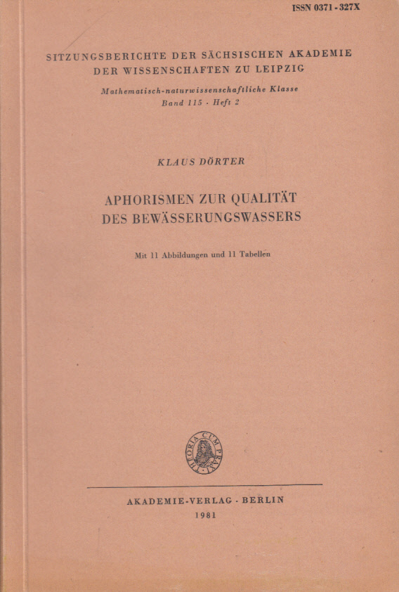 Aphorismen zur Qualität des Bewässerungswassers. Aphorismen zur Qualität des Bewässerungswassers.