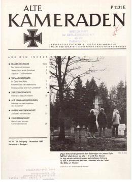 Alte Kameraden. Unabhängige Zeitschrift Deutscher Soldaten. 28. Jhg., Nr. 11, November 1980 Alte Kameraden. Unabhängige Zeitschrift Deutscher Soldaten. 28. Jhg., Nr. 11, November 1980