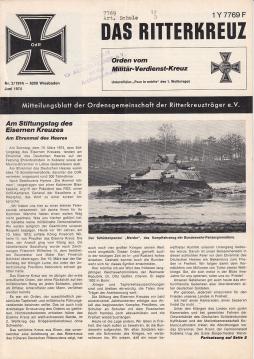 Das Ritterkreuz. Mitteilungsblatt der Ordensgemeinschaft der Ritterkreuzträger e.V. Nr. 2(1974)