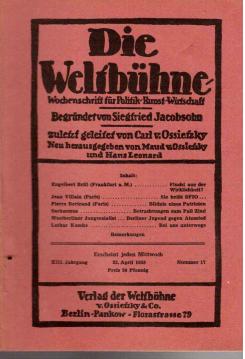 Die Weltbühne. Wochenschrift für Politik, Kunst, Wirtschaft. XIII. Jahrgang, Heft 17 vom 23. April 1958 Die Weltbühne. Wochenschrift für Politik, Kunst, Wirtschaft. XIII. Jahrgang, Heft 17 vom 23. April 1958