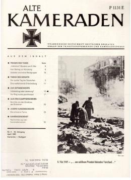Alte Kameraden. Unabhängige Zeitschrift Deutscher Soldaten. 33. Jhg., Nr. 4, März 1985 Alte Kameraden. Unabhängige Zeitschrift Deutscher Soldaten. 33. Jhg., Nr. 4, März 1985