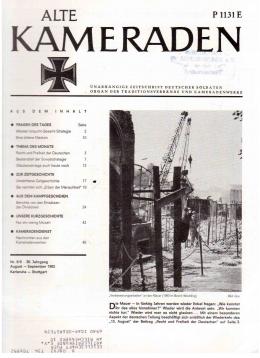Alte Kameraden. Unabhängige Zeitschrift Deutscher Soldaten. 30. Jhg., Nr. 8/9, August-September 1982 Alte Kameraden. Unabhängige Zeitschrift Deutscher Soldaten. 30. Jhg., Nr. 8/9, August-September 1982
