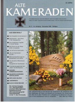 Alte Kameraden. Unabhängige Zeitschrift Deutscher Soldaten. 44. Jhg., Heft 11, 1996 Alte Kameraden. Unabhängige Zeitschrift Deutscher Soldaten. 44. Jhg., Heft 11, 1996