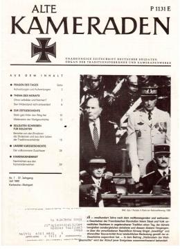 Alte Kameraden. Unabhängige Zeitschrift Deutscher Soldaten. 37. Jhg., Nr. 7, Juli 1989 Alte Kameraden. Unabhängige Zeitschrift Deutscher Soldaten. 37. Jhg., Nr. 7, Juli 1989