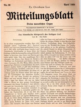 Ex Occidente Lux. Mitteilungsblatt Nr. 58. Freies monatliches Organ Ex Occidente Lux. Mitteilungsblatt Nr. 58. Freies monatliches Organ