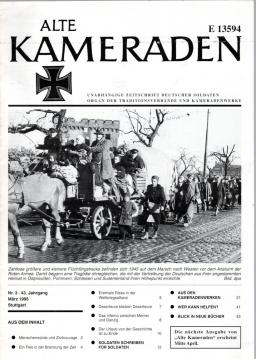 Alte Kameraden. Unabhängige Zeitschrift Deutscher Soldaten. 43. Jhg., Nr. 3, März 1995 Alte Kameraden. Unabhängige Zeitschrift Deutscher Soldaten. 43. Jhg., Nr. 3, März 1995