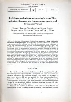 Reaktionen und Adaptionen wechselwarmer Tiere nach Änderung der Anpassungsthemperatur und der zeitliche Verlauf Reaktionen und Adaptionen wechselwarmer Tiere nach Änderung der Anpassungsthemperatur und der zeitliche Verlauf