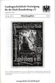 Mitteilungsblatt der Landesgeschichtlichen Vereinigung für die Mark Brandenburg e. V. 116. Jhg, Nr. 1(2015) Mitteilungsblatt der Landesgeschichtlichen Vereinigung für die Mark Brandenburg e. V. 116. Jhg, Nr. 1(2015)