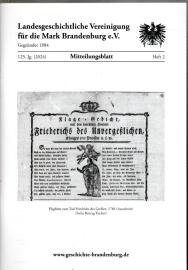 Mitteilungsblatt der Landesgeschichtlichen Vereinigung für die Mark Brandenburg e. V. 125. Jahrgang, Nr. 2(2024) Mitteilungsblatt der Landesgeschichtlichen Vereinigung für die Mark Brandenburg e. V. 125. Jahrgang, Nr. 2(2024)