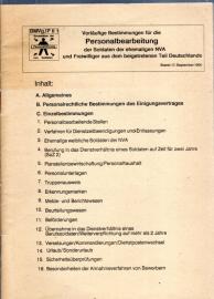Vorläufige Bestimmungen für die Personalberatung der Soldaten der ehemaligen NVA und Freiwilliger aus dem beigetretenen Teil Deutschlands 