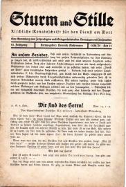 Sturm und Stille. Kirchliche Monatsschrift für den Dienst am Wort. 21.Jhg. 1938/39 Heft 11 Sturm und Stille. Kirchliche Monatsschrift für den Dienst am Wort. 21.Jhg. 1938/39 Heft 11